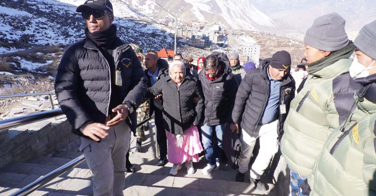 PM Karki Visits Muktinath, Instructs Dist Based Officials To Ensure A Successful Election